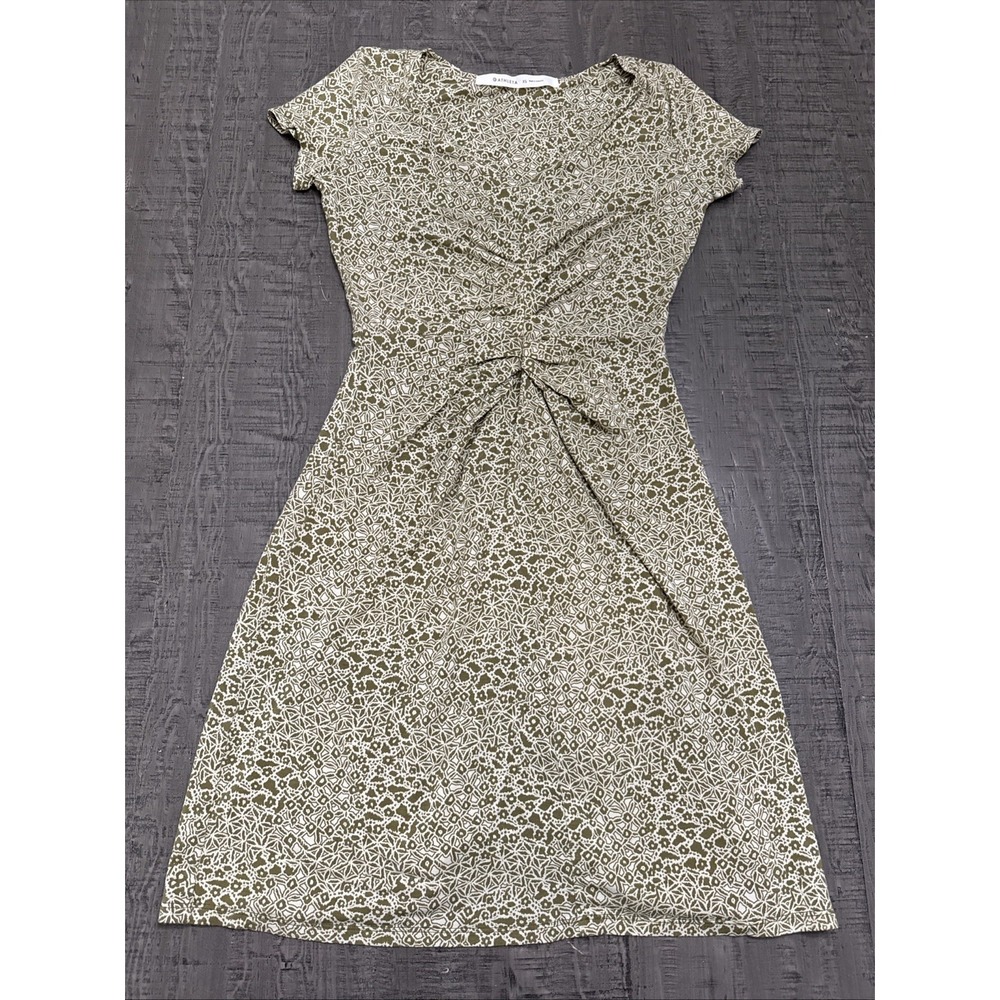 Athleta Women's XS Scrunch Front Mini Dress‎ Green Triangle Microfloral Pattern